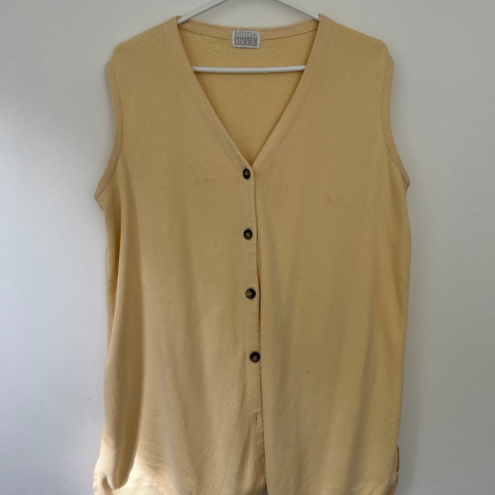 Vintage Yellow Button-Up Sweater Vest